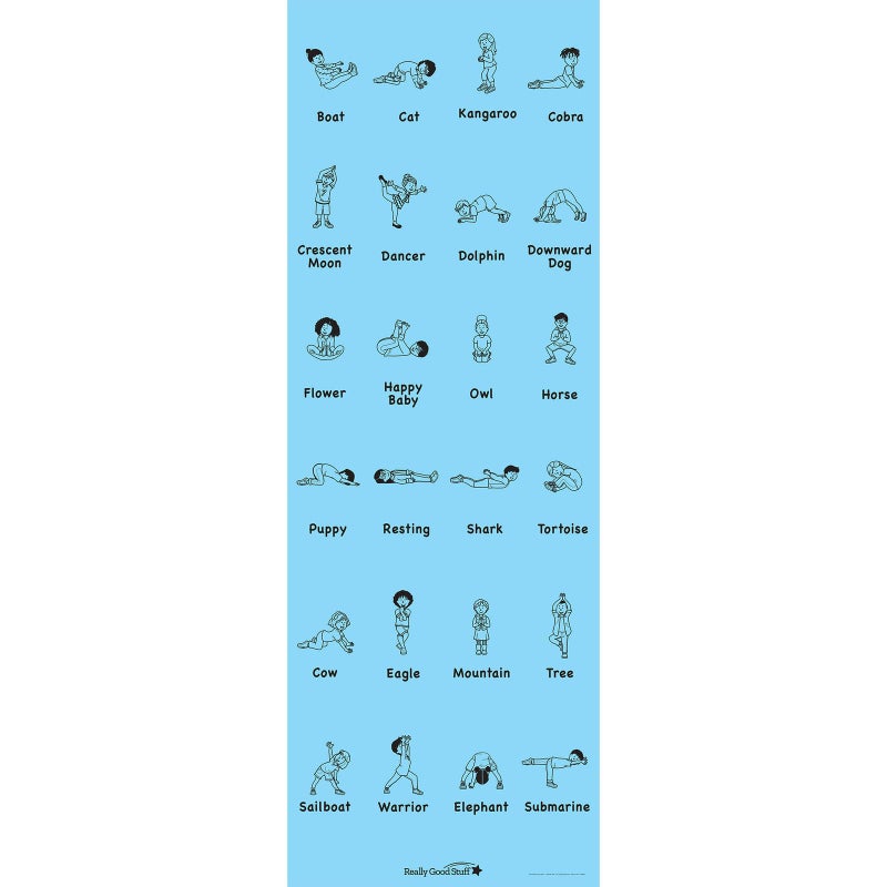 Really Good Stuff Kids Yoga Mat with 24 Illustrated Poses â€“ Safe, Zero-Phthalate â€“ 5mm Thick, Non-Slip, Soft Exercise Mat for Kids, Teens, Toddlers (68â€ x 24â€) Perfect For Home And Classroom - Image 5